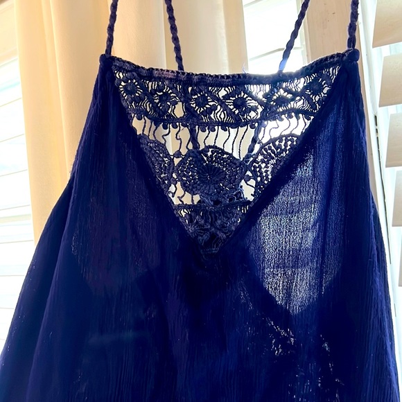 Blue rope and cotton mini dress with peekaboo details size L - Picture 1 of 4